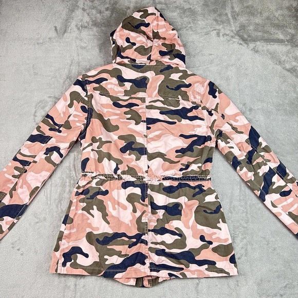 Forme Mode Jacket Womens Medium Pink Camouflage Long Sleeves Pockets Hooded - Picture 13 of 14